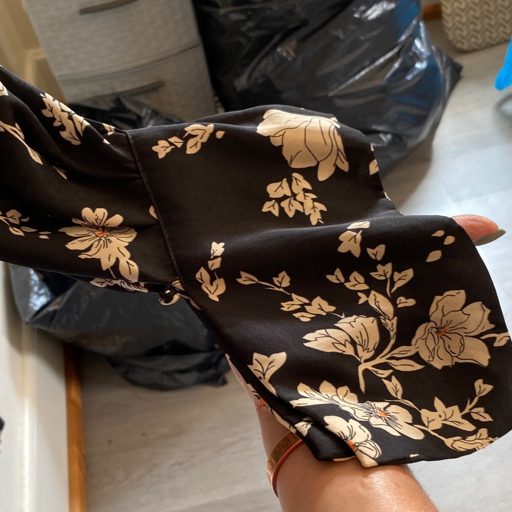 Free People Black and Cream Floral Backless Dress - Picture 9 of 14